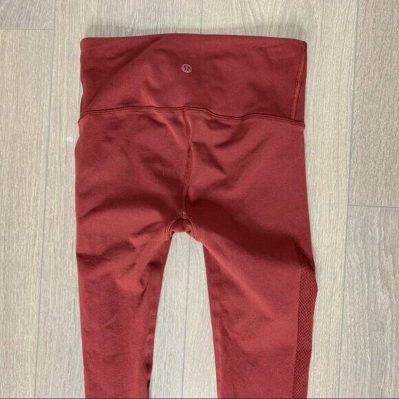 Lululemon Reveal 7/8 Tights Deep Rouge Leggings Mesh Dotted Seamless Size XS - Picture 10 of 16